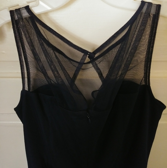 Sleeveless Illusion Neckline Dress with Satin Belt - Picture 5 of 7